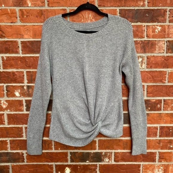Offline Womens Small Gray Front Twist Ribbed Knit Sweater - Picture 9 of 9
